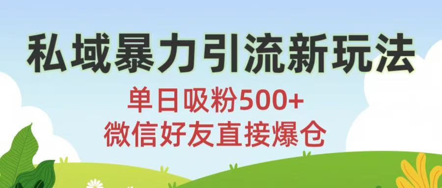 私域暴力引流新玩法!单日吸粉500+，微信好友直接爆仓v创吧-网创项目资源站-副业项目-创业项目-搞钱项目v创吧