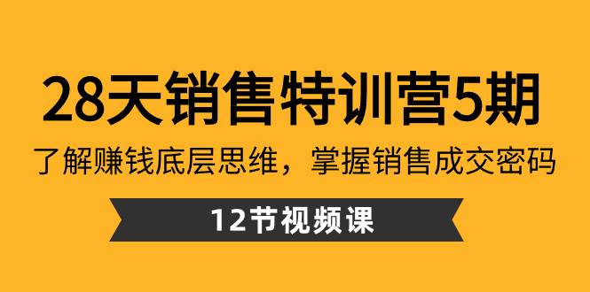28天·销售特训营5期：了解赚钱底层思维，掌握销售成交密码（12节课）网创吧-网创项目资源站-副业项目-创业项目-搞钱项目v创吧