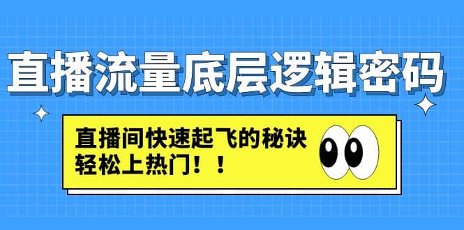 直播流量底层逻辑密码：直播间快速起飞的秘诀，轻松上热门v创吧-网创项目资源站-副业项目-创业项目-搞钱项目v创吧