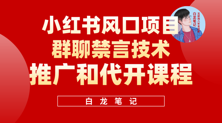 小红书风口项目日入300+，小红书群聊禁言技术代开项目，适合新手操作网创吧-网创项目资源站-副业项目-创业项目-搞钱项目v创吧