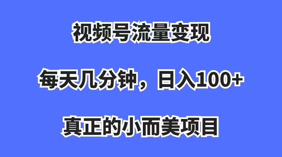 视频号流量变现，每天几分钟，收入100+，真正的小而美项目网创吧-网创项目资源站-副业项目-创业项目-搞钱项目v创吧