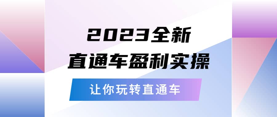 2023全新直通车·盈利实操：从底层，策略到搭建，让你玩转直通车v创吧-网创项目资源站-副业项目-创业项目-搞钱项目v创吧