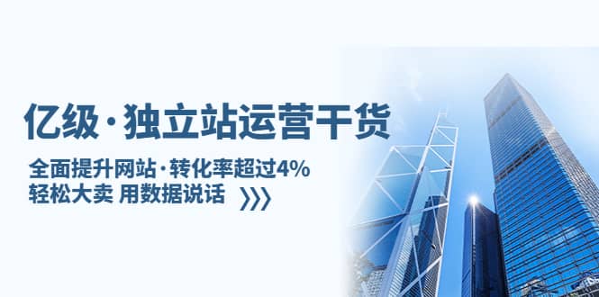 独立站运营干货：全面提升网站·转化率超过4%，轻松大卖 用数据说话v创吧-网创项目资源站-副业项目-创业项目-搞钱项目v创吧