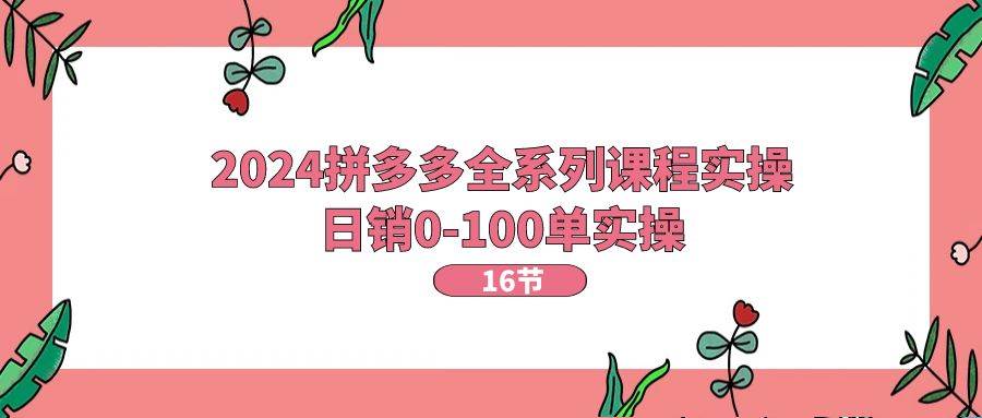 2024拼多多全系列课程实操，日销0-100单实操【16节课】v创吧-网创项目资源站-副业项目-创业项目-搞钱项目v创吧