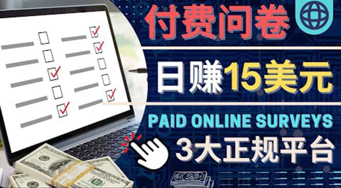 参与付费调查，利用自己的空闲时间完成问卷，适合新手的平台，日赚15美元网创吧-网创项目资源站-副业项目-创业项目-搞钱项目v创吧