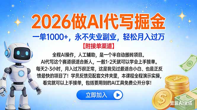 2026做AI代写掘金，一单1000+，永不失业副业，轻松月入过万网创吧-网创项目资源站-副业项目-创业项目-搞钱项目v创吧