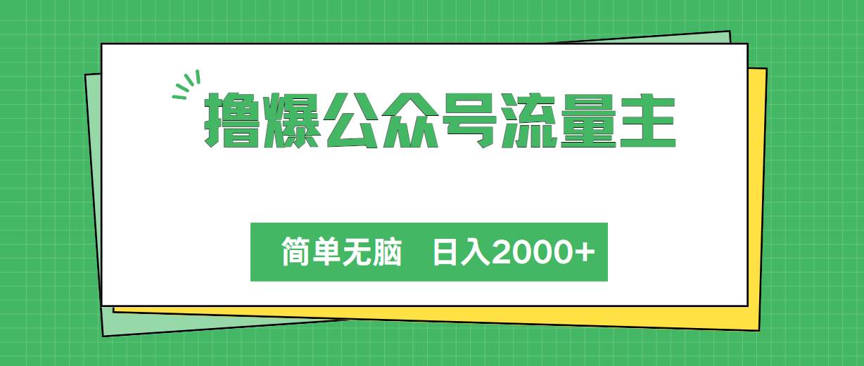 撸爆公众号流量主，简单无脑，单日变现2000+v创吧-网创项目资源站-副业项目-创业项目-搞钱项目v创吧