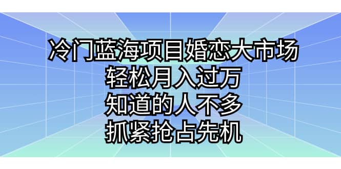 冷门蓝海项目婚恋大市场，轻松月入过万，知道的人不多，抓紧抢占先机v创吧-网创项目资源站-副业项目-创业项目-搞钱项目v创吧
