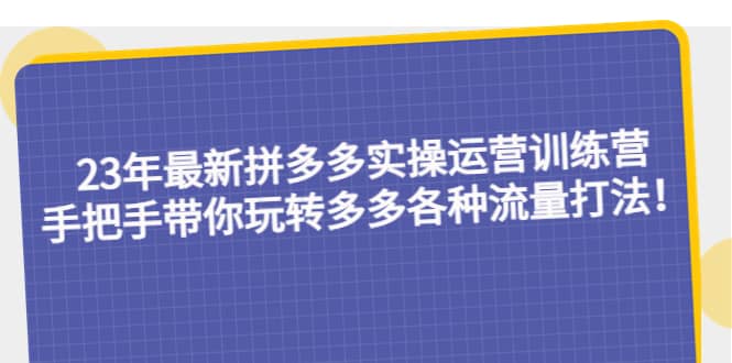 23年最新拼多多实操运营训练营：手把手带你玩转多多各种流量打法！网创吧-网创项目资源站-副业项目-创业项目-搞钱项目v创吧