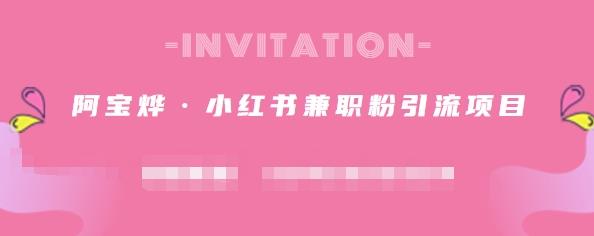 阿宝烨·小红书兼职粉引流项目，流量大，引流效果好【视频课程】网创吧-网创项目资源站-副业项目-创业项目-搞钱项目v创吧