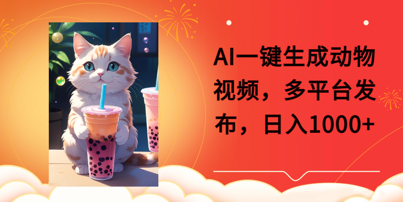AI一键生成动物搞笑视频，多平台发布，轻松破千万播放，日入2000+网创吧-网创项目资源站-副业项目-创业项目-搞钱项目v创吧