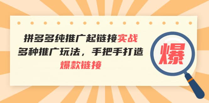 拼多多纯推广起链接实战：多种推广玩法，手把手打造爆款链接网创吧-网创项目资源站-副业项目-创业项目-搞钱项目v创吧