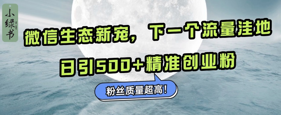 微信生态新宠小绿书：下一个流量洼地，粉丝质量超高，日引500+精准创业粉，v创吧-网创项目资源站-副业项目-创业项目-搞钱项目v创吧