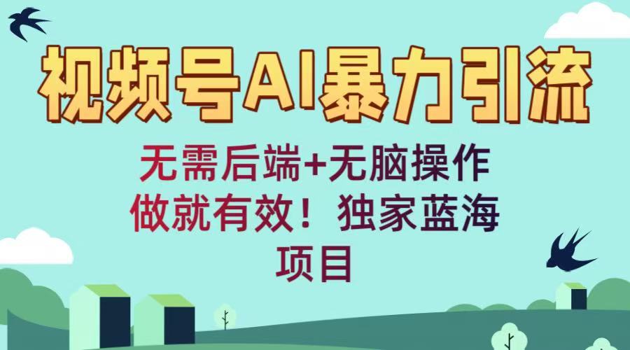 视频号AI暴力引流：无需后端+无脑操作，做就有效！独家蓝海项目网创吧-网创项目资源站-副业项目-创业项目-搞钱项目v创吧
