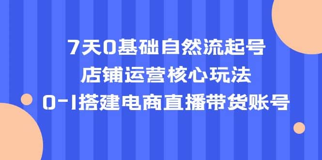 7天0基础自然流起号，店铺运营核心玩法，0-1搭建电商直播带货账号v创吧-网创项目资源站-副业项目-创业项目-搞钱项目v创吧