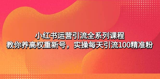 小红书运营引流全系列课程：教你养高权重新号网创吧-网创项目资源站-副业项目-创业项目-搞钱项目v创吧
