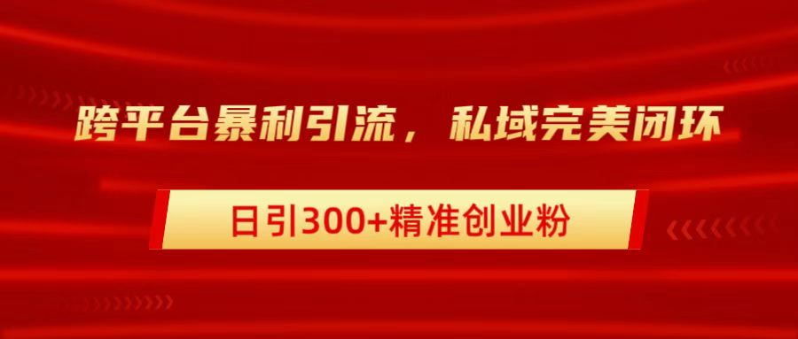 跨平台暴力引流，私域完美闭环，日引300+精准创业粉v创吧-网创项目资源站-副业项目-创业项目-搞钱项目v创吧