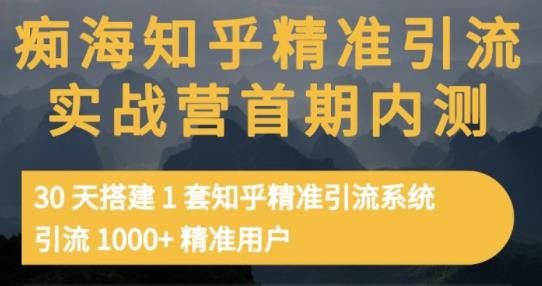 痴海知乎精准引流实战营1-2期，30天搭建1套知乎精准引流系统，引流1000+精准用户网创吧-网创项目资源站-副业项目-创业项目-搞钱项目v创吧