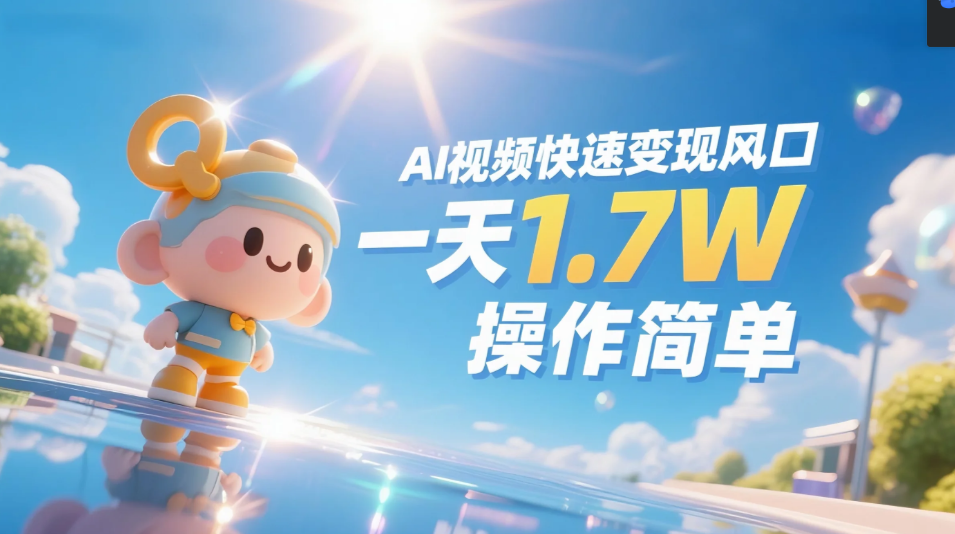 《Ai视频变现风口，一天1.7W，收入无上限，操作简单》v创吧-网创项目资源站-副业项目-创业项目-搞钱项目v创吧