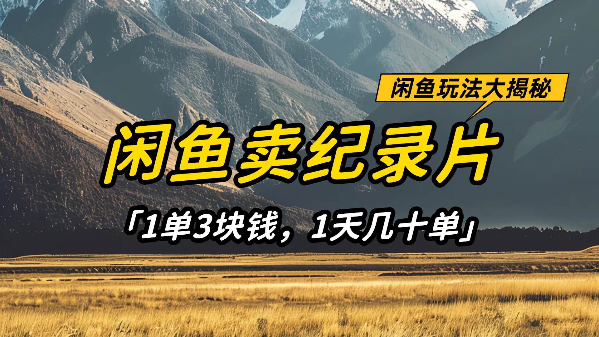 闲鱼卖纪录片1单3块钱，1天几十单，项目稳定有潜力网创吧-网创项目资源站-副业项目-创业项目-搞钱项目v创吧
