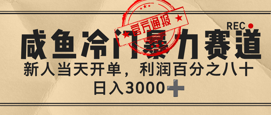 闲鱼，冷门暴力赛道，一单 80%利润，新人轻松日入 3000+网创吧-网创项目资源站-副业项目-创业项目-搞钱项目v创吧
