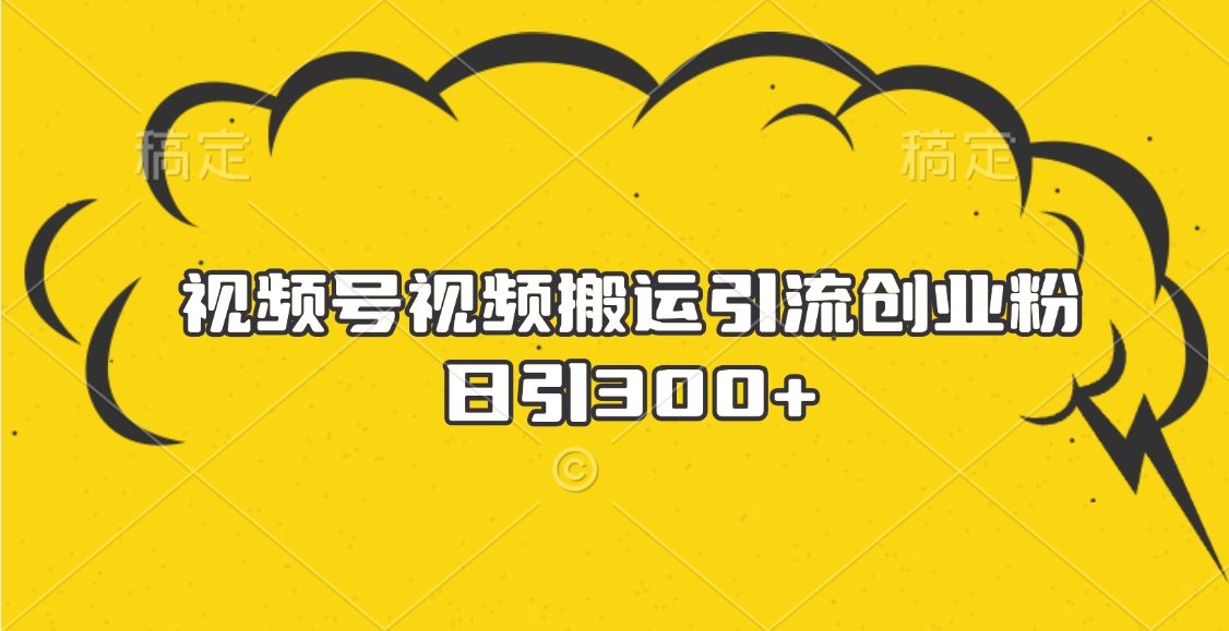 视频号视频搬运引流创业粉，日引300+网创吧-网创项目资源站-副业项目-创业项目-搞钱项目v创吧