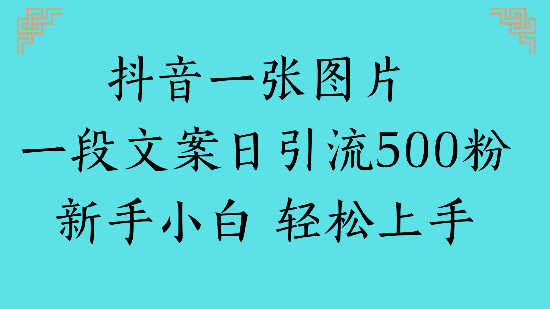 抖音一张图片 一段文案日引流500粉新手小白 轻松上手网创吧-网创项目资源站-副业项目-创业项目-搞钱项目v创吧