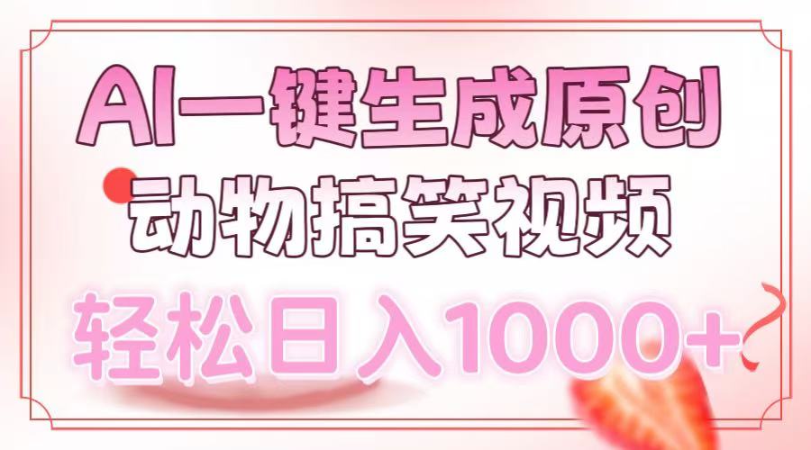 AI一键生成原创动物搞笑视频，轻松日入1000+网创吧-网创项目资源站-副业项目-创业项目-搞钱项目v创吧