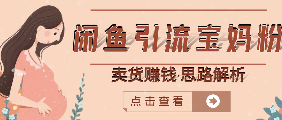 闲鱼引流宝妈粉+卖货赚钱一个月收益30000+（实操视频教程）v创吧-网创项目资源站-副业项目-创业项目-搞钱项目v创吧