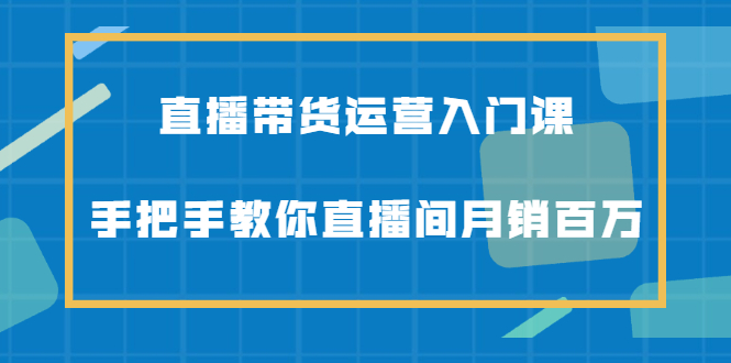 直播带货运营入门课，手把手教你直播间月销百万网创吧-网创项目资源站-副业项目-创业项目-搞钱项目v创吧