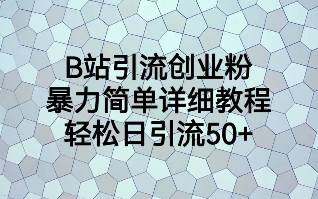 B站引流创业粉，暴力简单详细教程，轻松日引流50+网创吧-网创项目资源站-副业项目-创业项目-搞钱项目v创吧