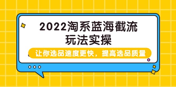 2022淘系蓝海截流玩法实操：让你选品速度更快，提高选品质量（价值599）网创吧-网创项目资源站-副业项目-创业项目-搞钱项目v创吧
