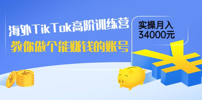 海外TikTok高阶训练营：教你做个能赚钱的账号，实操月入34000元！网创吧-网创项目资源站-副业项目-创业项目-搞钱项目v创吧