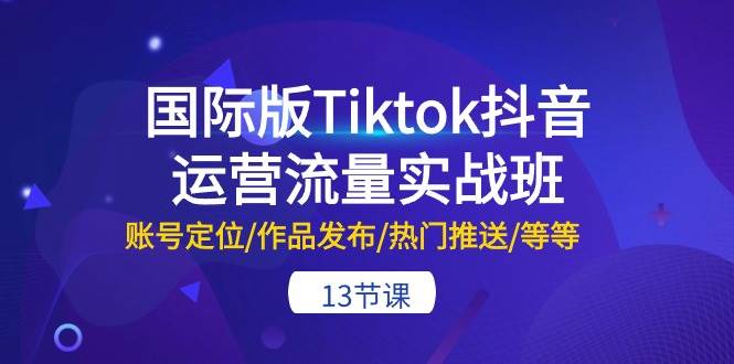 国际版Tiktok抖音运营流量实战班：账号定位/作品发布/热门推送/等等-13节v创吧-网创项目资源站-副业项目-创业项目-搞钱项目v创吧