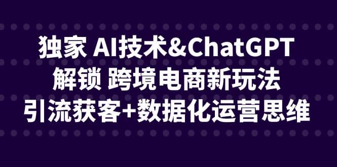 独家 AI技术ChatGPT解锁 跨境电商新玩法，引流获客+数据化运营思维v创吧-网创项目资源站-副业项目-创业项目-搞钱项目v创吧