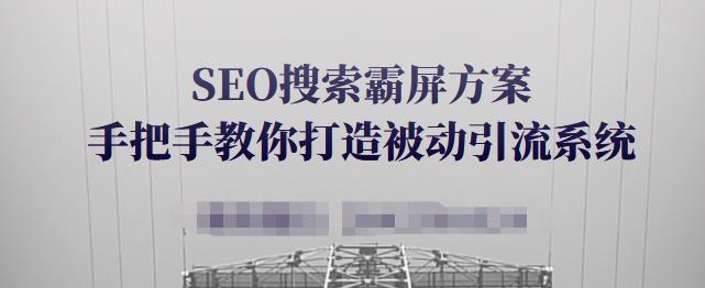 SEO搜索霸屏方案，手把手教你打造被动引流系统【视频课程】网创吧-网创项目资源站-副业项目-创业项目-搞钱项目v创吧