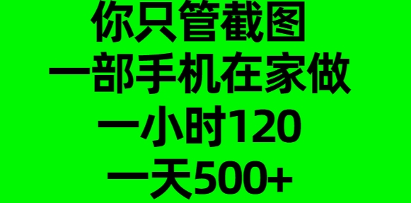 你只管截图，一部手机在家做，一小时120，一天500+v创吧-网创项目资源站-副业项目-创业项目-搞钱项目v创吧