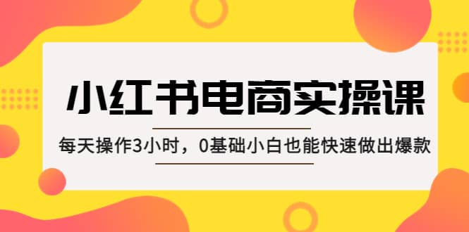 小红书·电商实操课：每天操作3小时，0基础小白也能快速做出爆款v创吧-网创项目资源站-副业项目-创业项目-搞钱项目v创吧