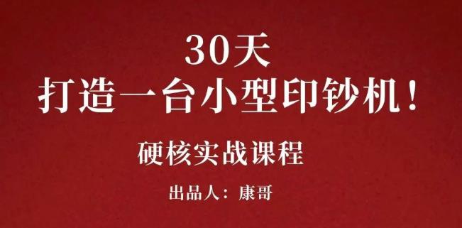 康哥30天打造一台小型印钞机：躺赚30万的项目完整复盘（视频教程）网创吧-网创项目资源站-副业项目-创业项目-搞钱项目v创吧