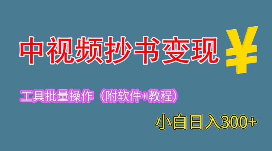 2023中视频抄书变现（附工具+教程），一天300+，特别适合新手操作的副业v创吧-网创项目资源站-副业项目-创业项目-搞钱项目v创吧