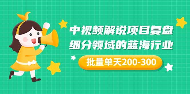 某付费文章：中视频解说项目复盘：细分领域的蓝海行业 批量单天200-300收益网创吧-网创项目资源站-副业项目-创业项目-搞钱项目v创吧