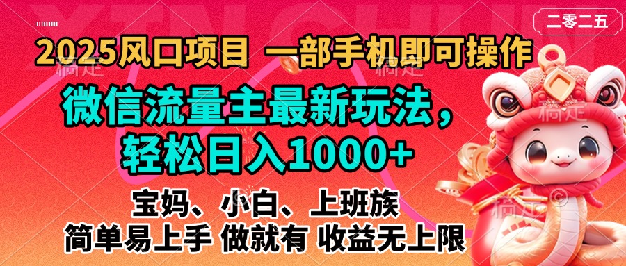 2025蓝海风口项目，微信流量主最新玩法，轻松日入1000+，简单易上手，做就有 收益无上限v创吧-网创项目资源站-副业项目-创业项目-搞钱项目v创吧