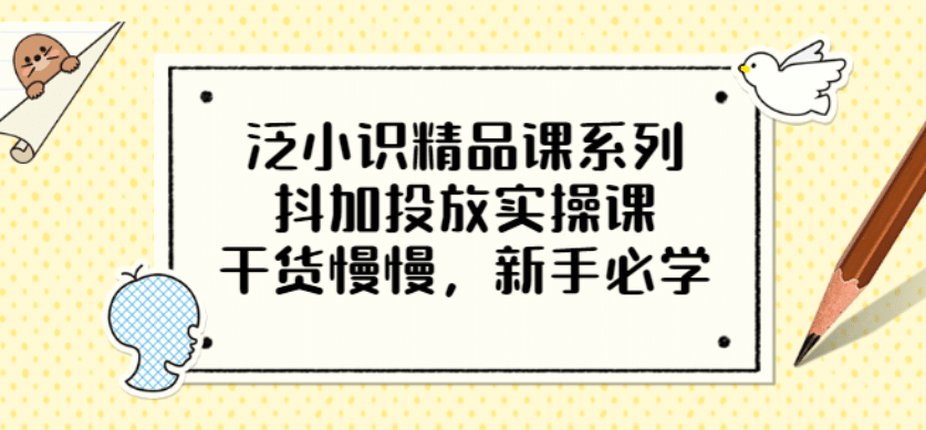 泛小识精品课系列：抖加投放实操课，干货慢慢，新手必学（12节视频课）网创吧-网创项目资源站-副业项目-创业项目-搞钱项目v创吧