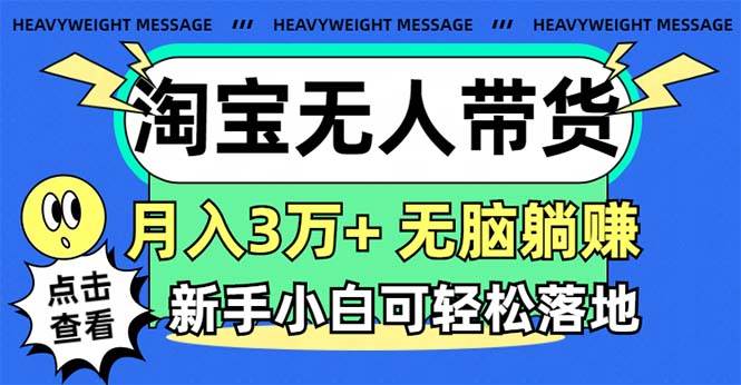 淘宝无人带货3.0高收益玩法，月入3万+，无脑躺赚，新手小白可落地实操网创吧-网创项目资源站-副业项目-创业项目-搞钱项目v创吧