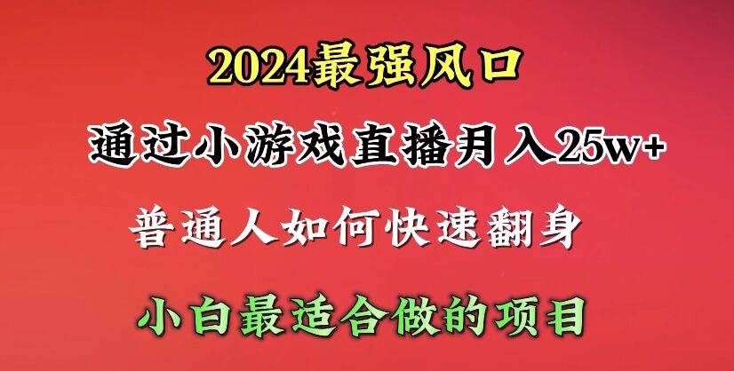 2024年最强风口，通过小游戏直播月入25w+单日收益5000+小白最适合做的项目网创吧-网创项目资源站-副业项目-创业项目-搞钱项目v创吧