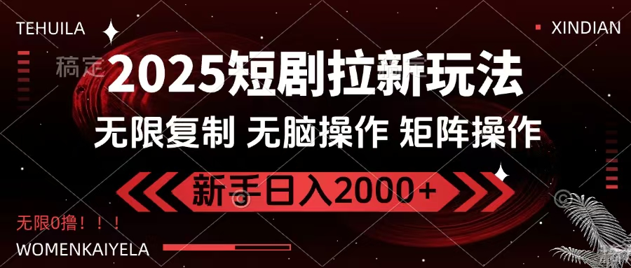 2025短剧拉新玩法，无需注册登录，无限0撸，无脑批量操作日入2000+网创吧-网创项目资源站-副业项目-创业项目-搞钱项目v创吧