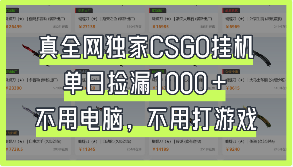 真全网独家CSGO挂机，单日捡漏1000+v创吧-网创项目资源站-副业项目-创业项目-搞钱项目v创吧