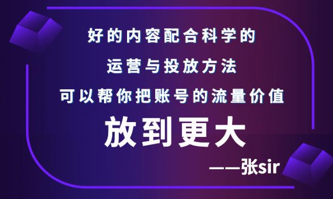 张sir账号流量增长课，告别海王流量，让你的流量更精准网创吧-网创项目资源站-副业项目-创业项目-搞钱项目v创吧