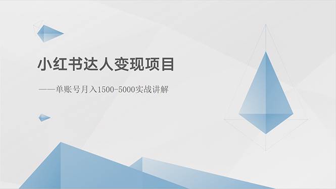 小红书达人变现项目：单账号月入1500-3000实战讲解v创吧-网创项目资源站-副业项目-创业项目-搞钱项目v创吧