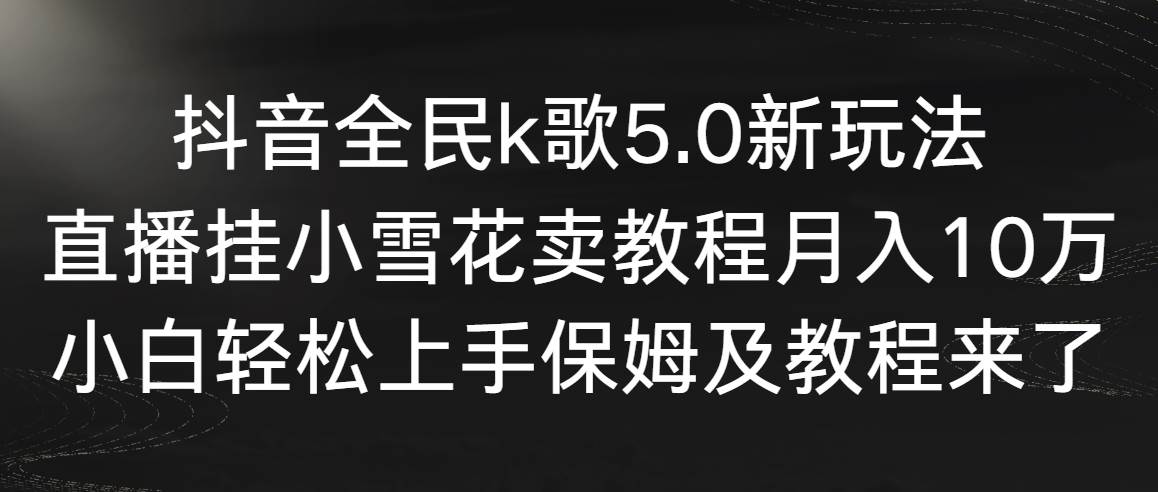 抖音全民k歌5.0新玩法，直播挂小雪花卖教程月入10万，小白轻松上手，保…网创吧-网创项目资源站-副业项目-创业项目-搞钱项目v创吧